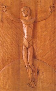 AUFERSTEHUNG, Wildkirsche, Auftrag des Bürgermeisters für sein Arbeitszimmer, Haslach im Kinzigtal, Ortenaukreis. Vier Reliefs sind zu dieser Zeit über dieses Thema entstanden.Sie sind mehr oder weniger in Flachrelief abstrahiert.