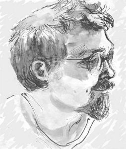 Tusche-Portrait aus der Hand von Martine Rousselot, Frankreich, Paris, Haslach, Deutschland