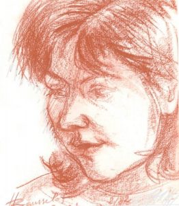 Portrait in Rötelkreide, Atelier Zündholzfabrik, M.H:Rousselot, Ortenaukreis