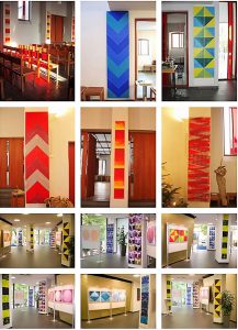 Verschiedene Exponate aus den Zyklen Passages und Tangram, Sparkasse Haslach, evangelische Kirche Haslach